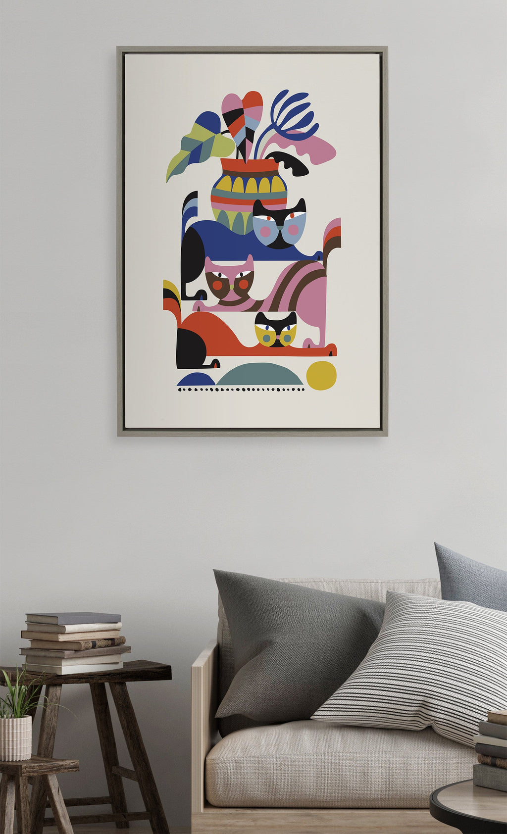 Sylvie 3 Cats Framed Canvas by Rachel Lee of My Dream Wall