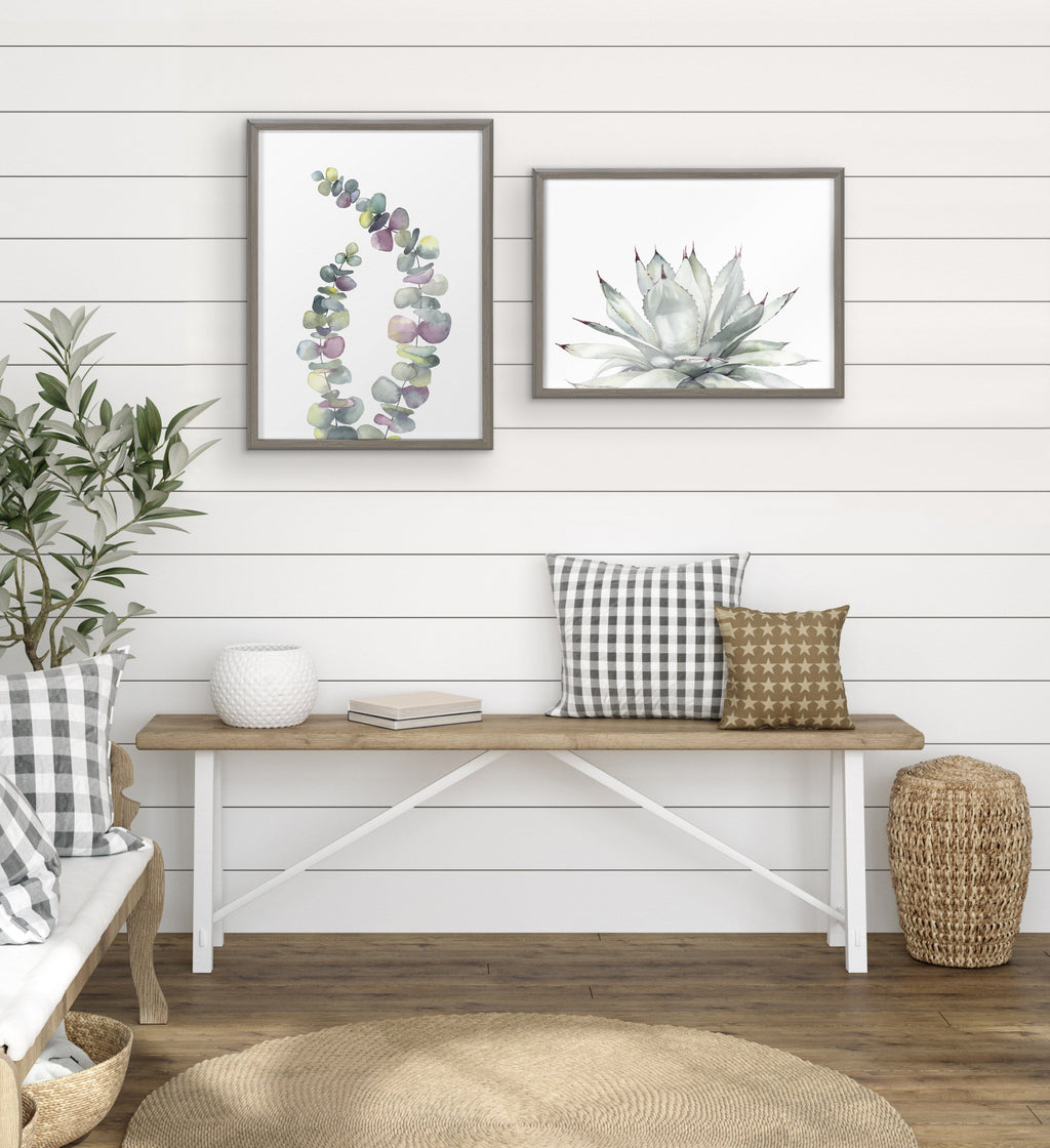 Blake Eucalyptus 2 Branches Framed Printed Glass by Emily Marie Watercolors