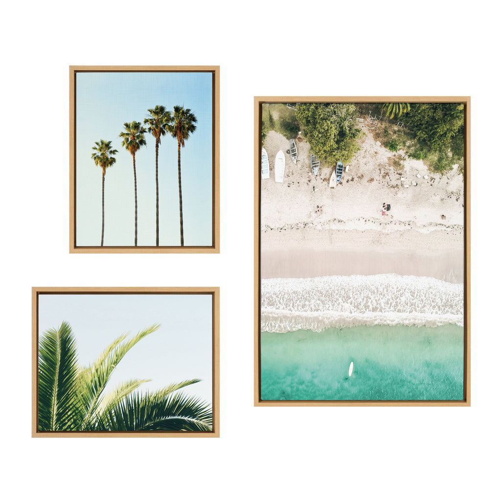 Sylvie Tropical Beach Framed Canvas Set