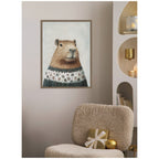 Sylvie Framed Canvas Capybara in Winter Snowflake Sweater by The Creative Bunch Studio