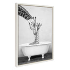 Sylvie Giraffe In Tub Framed Canvas by Amy Peterson Art Studio