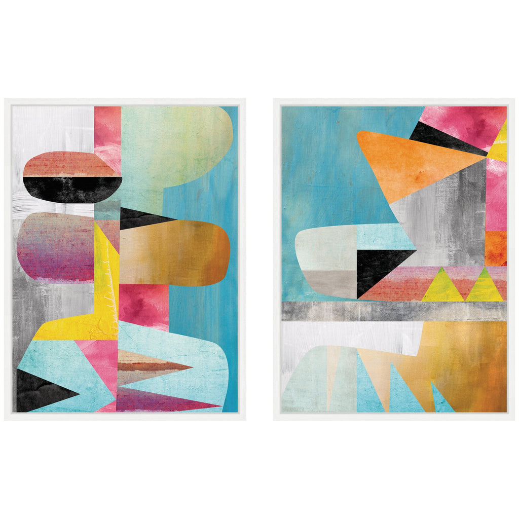 NC Objet 1 & 2 2 Piece Framed Canvas Wall Art Set by Nikki Chu