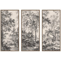 Wooded 1648 Antonie Waterloo Linen Panel 3 Piece Framed Canvas Wall Art Set by Nostalgia Prints