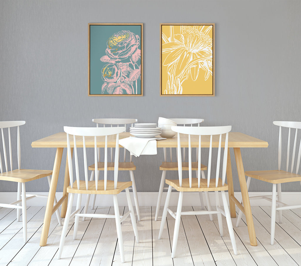 Sylvie Flower in Yellow Framed Canvas by Apricot and Birch