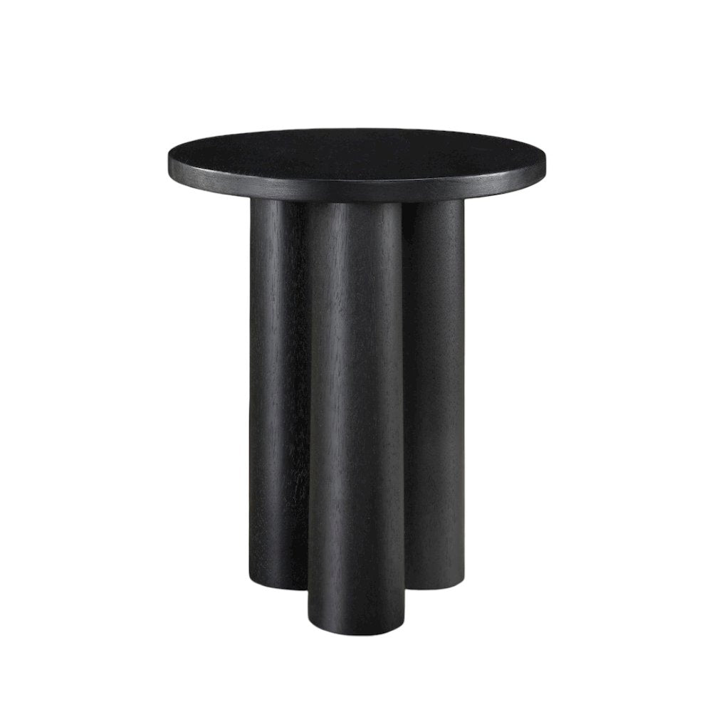 Nord Round Shape Modern Wood Side End table in Black