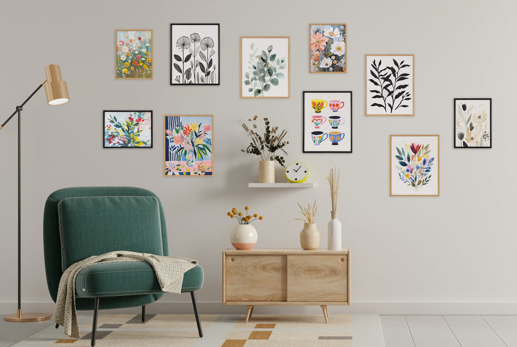 Gallery Boho Flowers in Muted Neutrals Print by The Creative Bunch Studio