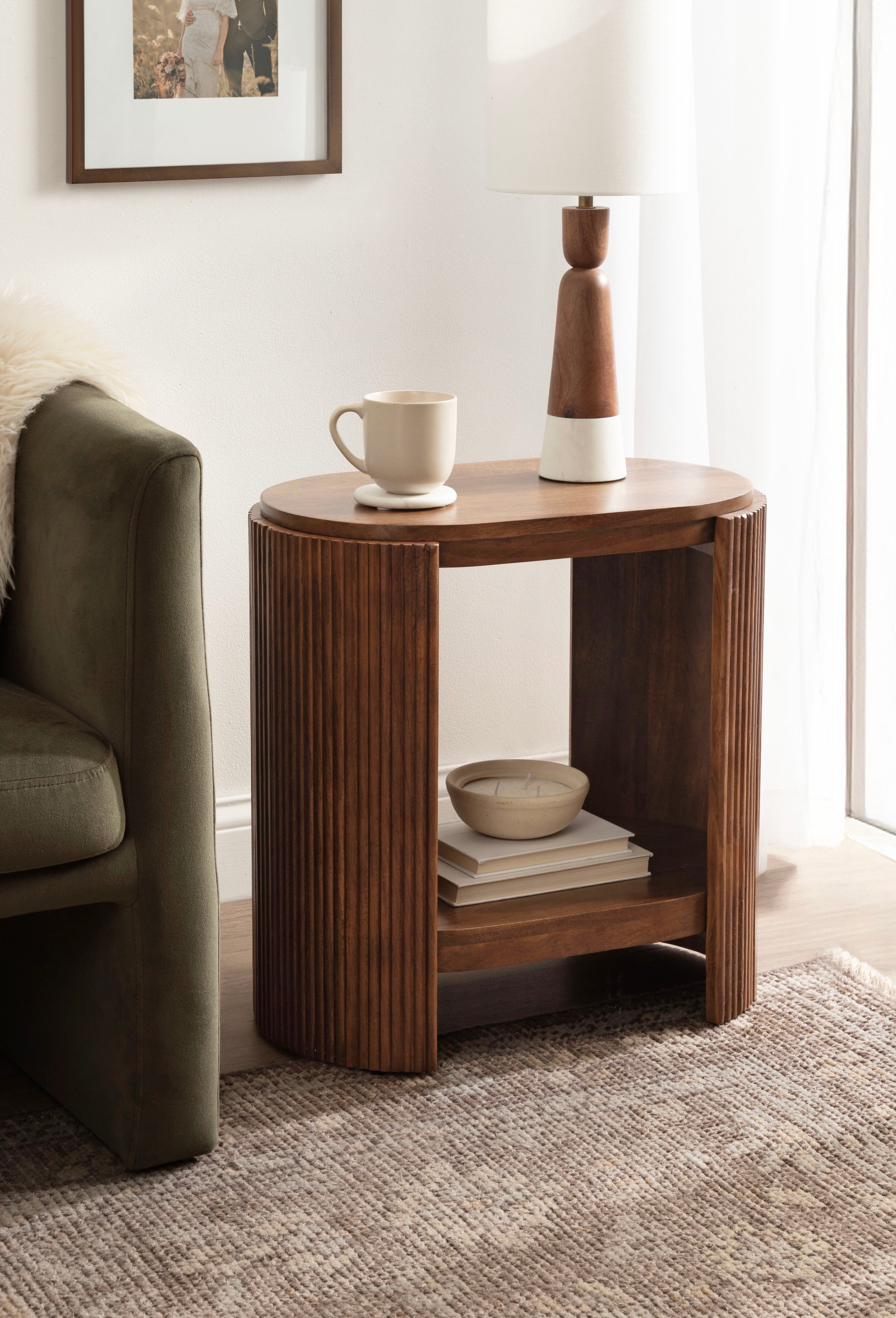 Cakora Capsule Wood Side Table