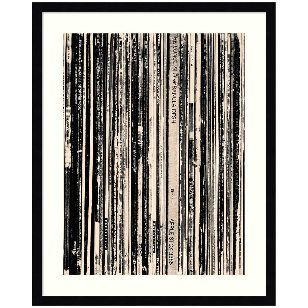 33 RPM Black and White by Robert Cadloff Framed Wall Art Print