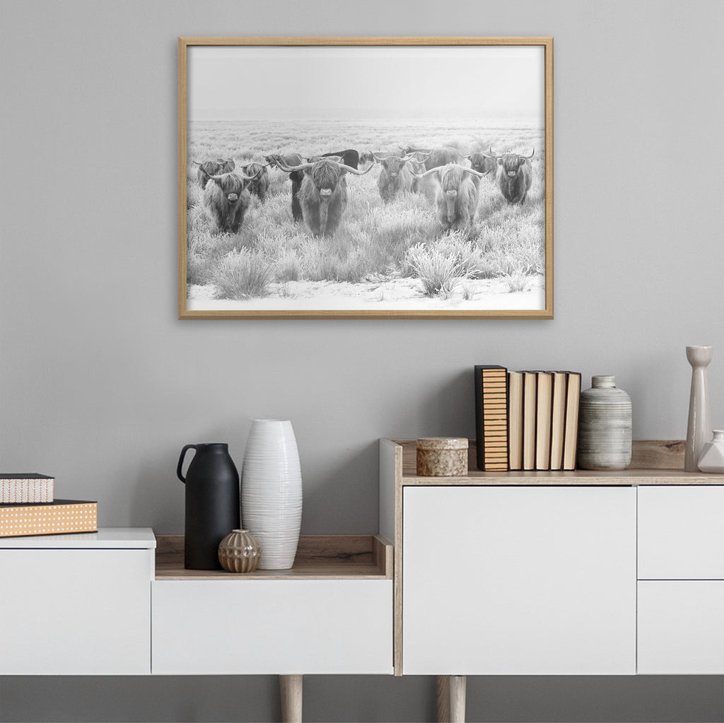 Blake Herd of Highland Cows Framed Printed Art by The Creative Bunch Studio