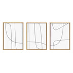 Sylvie Modern Line Abstract Black and White Framed Canvas Set by The Creative Bunch Studio