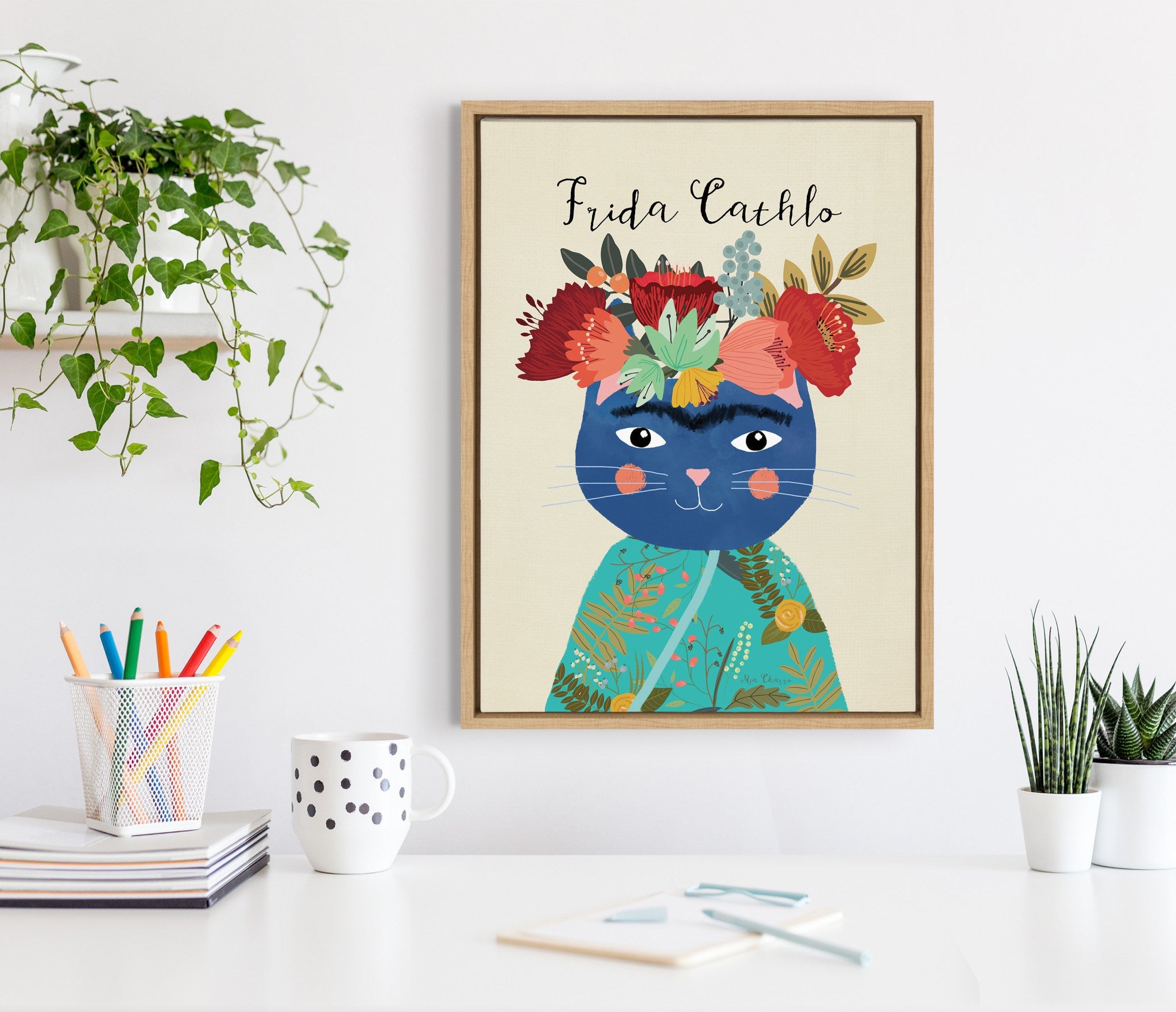 Sylvie Frida Cathlo Framed Canvas by Mia Charro