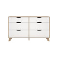 Ikast 6 Drawer Double Dresser, Jackson Hickory/White