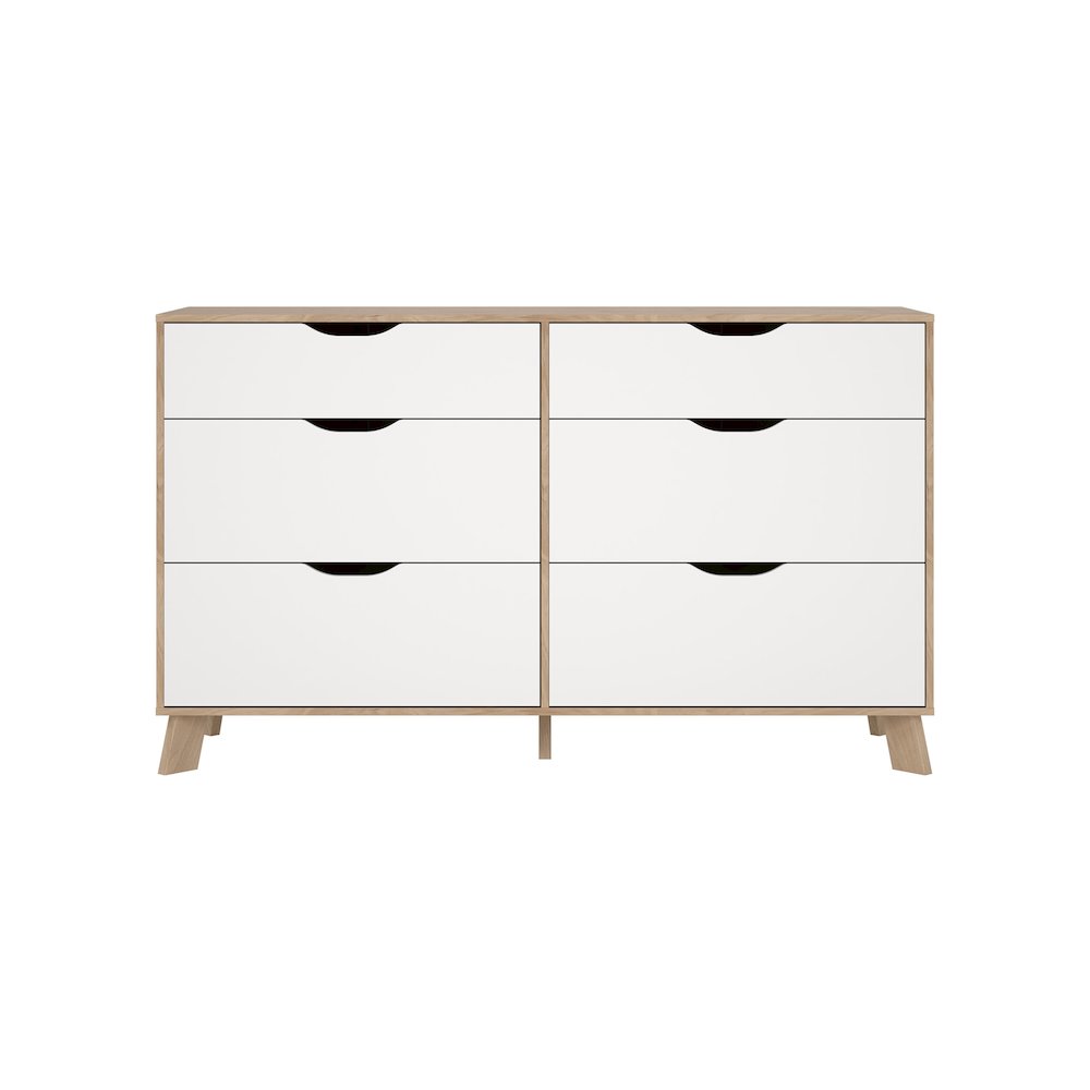 Ikast 6 Drawer Double Dresser, Jackson Hickory/White