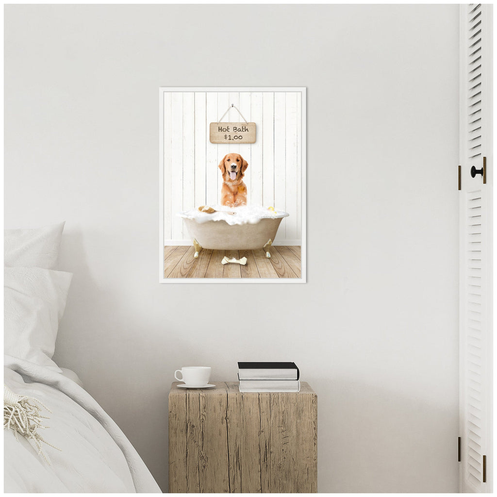 Sylvie Amber Retriever in Farmhouse Hot Bath Framed Canvas by Amy Peterson