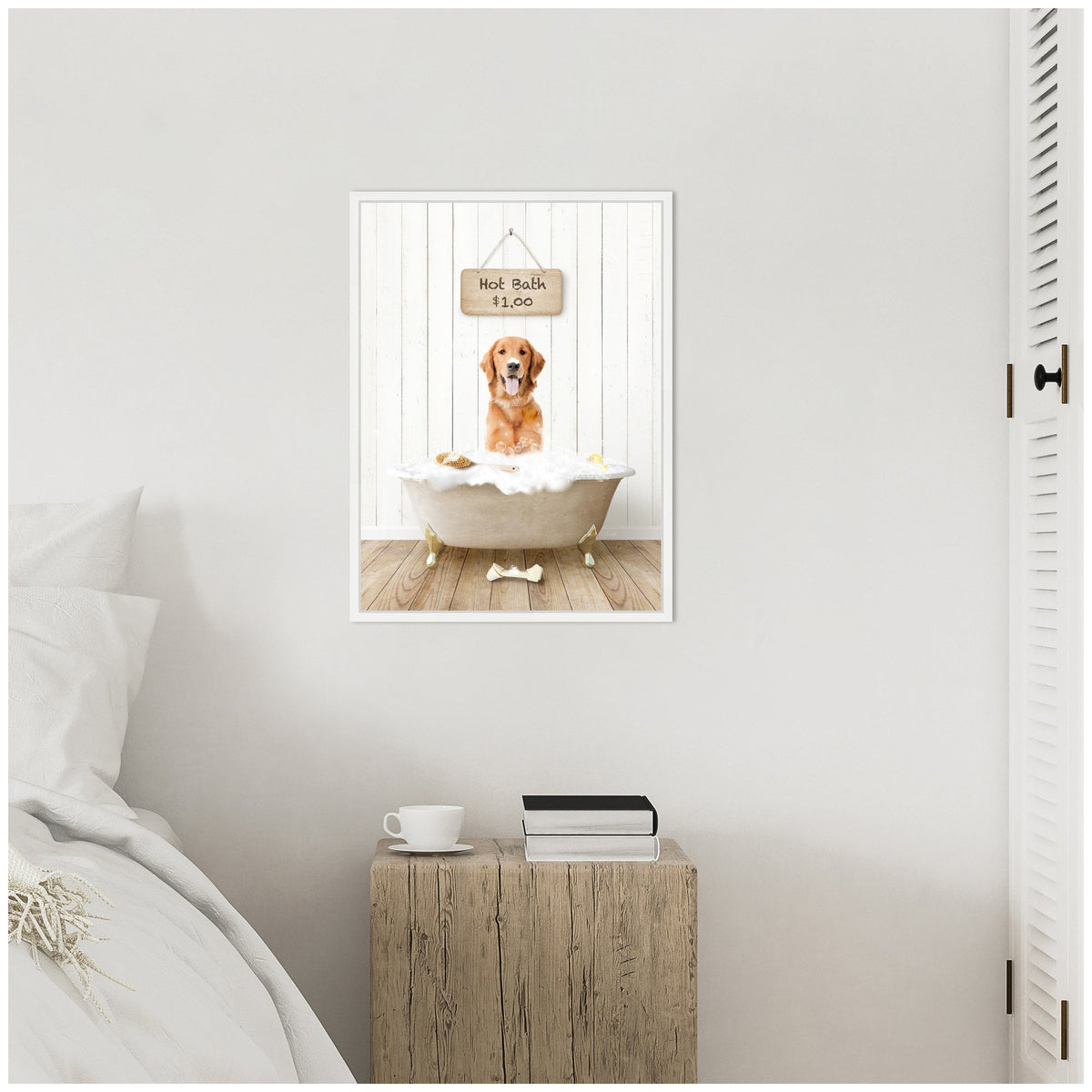 Sylvie Amber Retriever in Farmhouse Hot Bath Framed Canvas by Amy Peterson