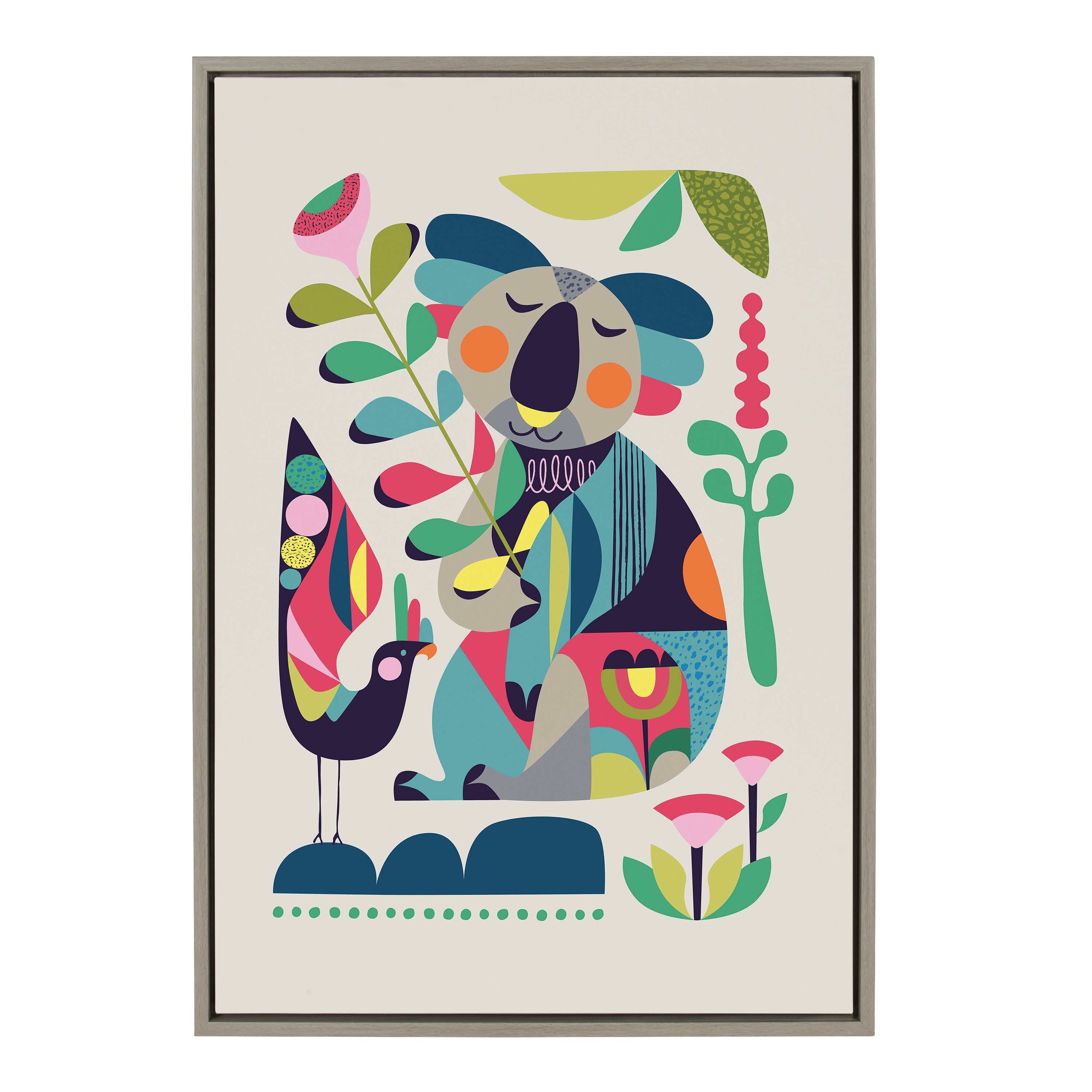 Sylvie Mid Century Modern Koala Framed Canvas by Rachel Lee of My Dream Wall
