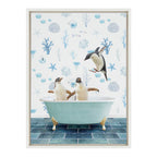 Sylvie Penguins In Under the Sea Bath Framed Canvas by Amy Peterson Art Studio
