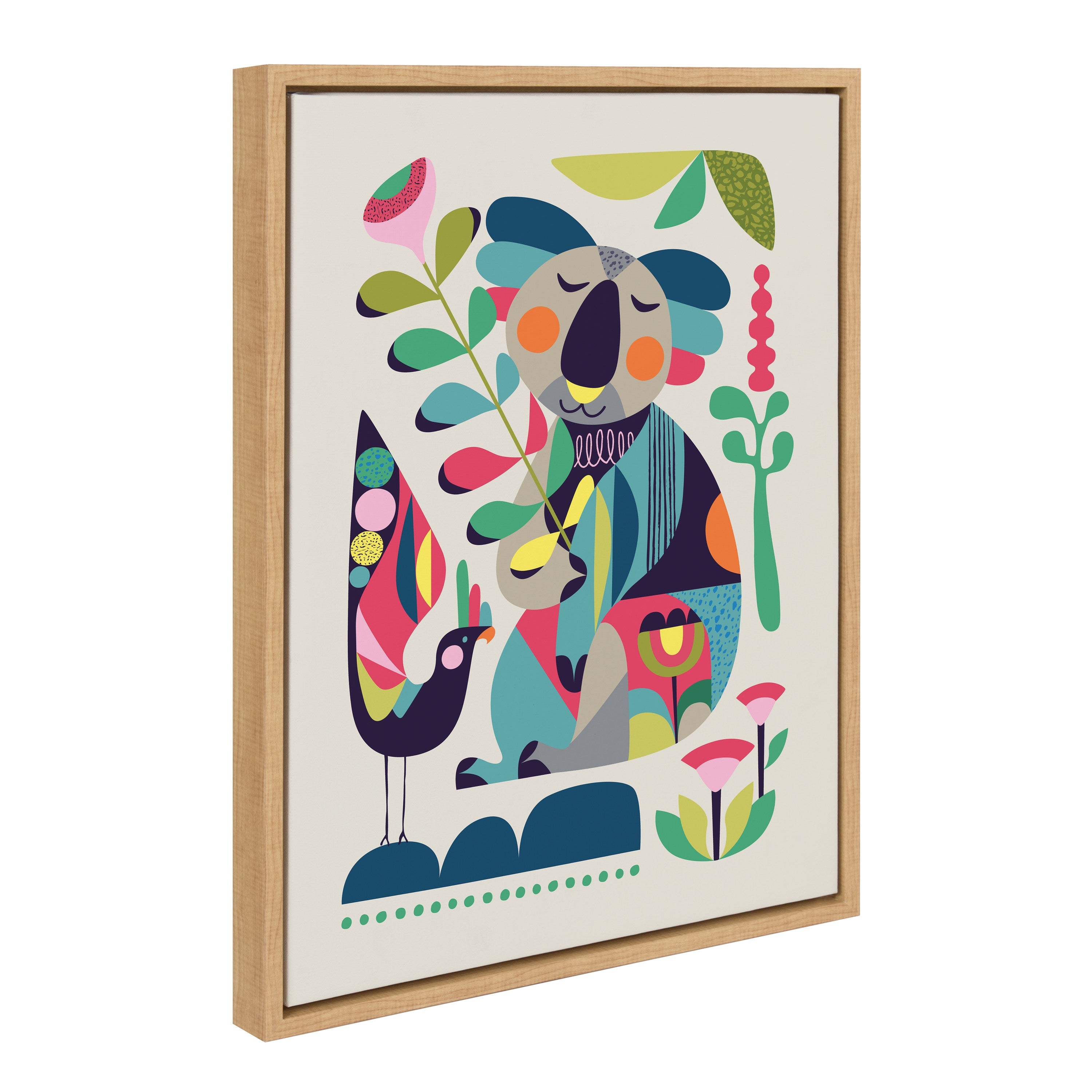 Sylvie Mid Century Modern Koala Framed Canvas by Rachel Lee of My Dream Wall