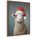 Sylvie Beaded Sweet Sheep Santa Hat Framed Canvas by The Creative Bunch Studio