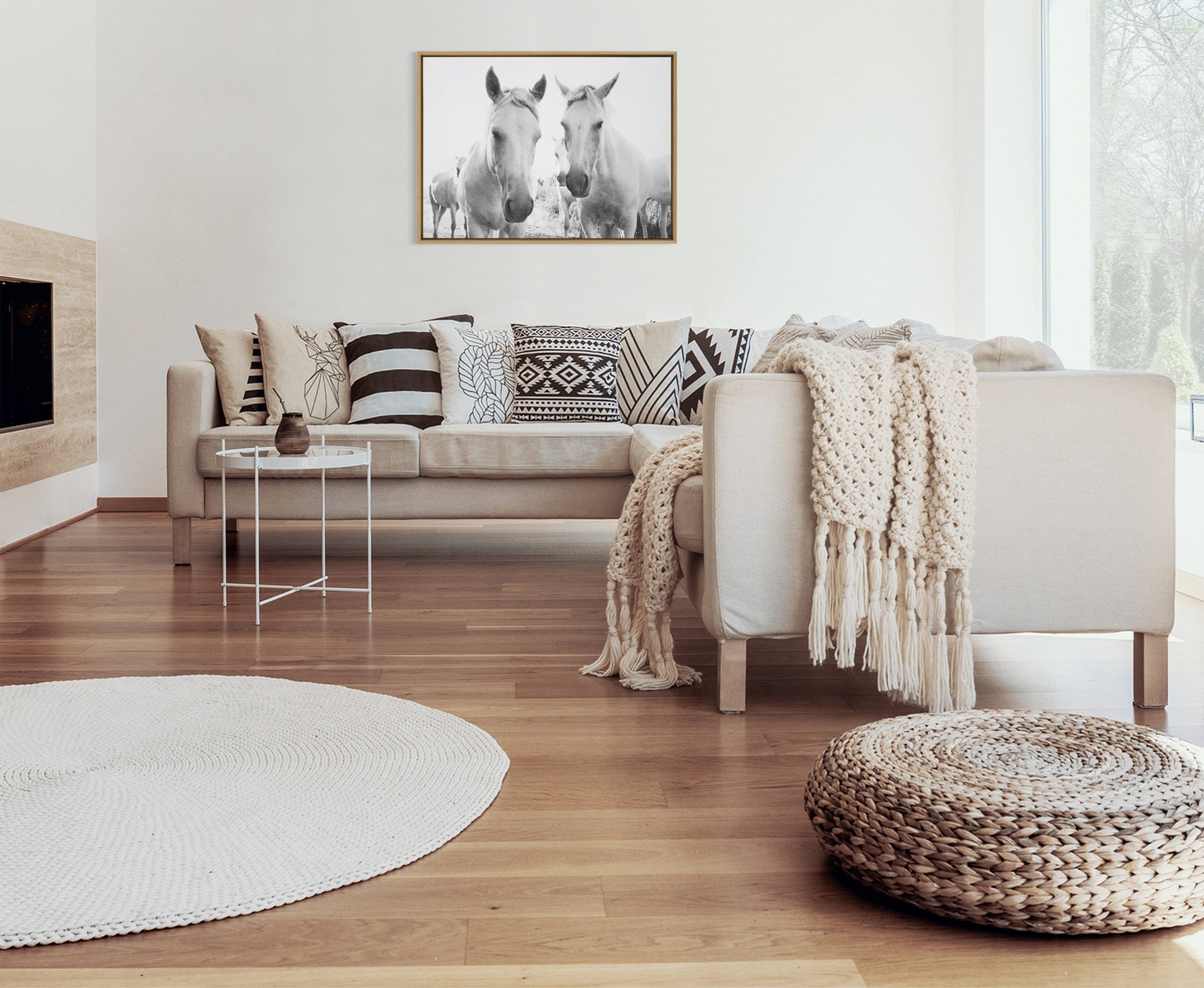 Sylvie Camargue Horse XVII BW Framed Canvas by Laura Evans