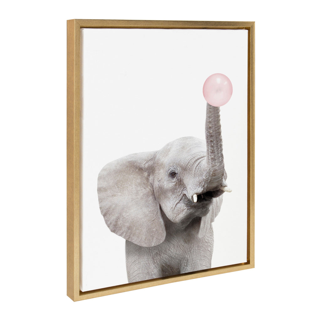 Sylvie Bubble Gum Elephant Framed Canvas by Amy Peterson Art Studio