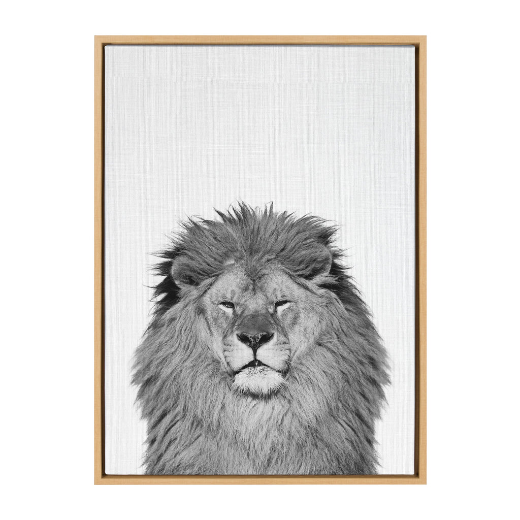 Sylvie Lion Framed Canvas by Simon Te Tai