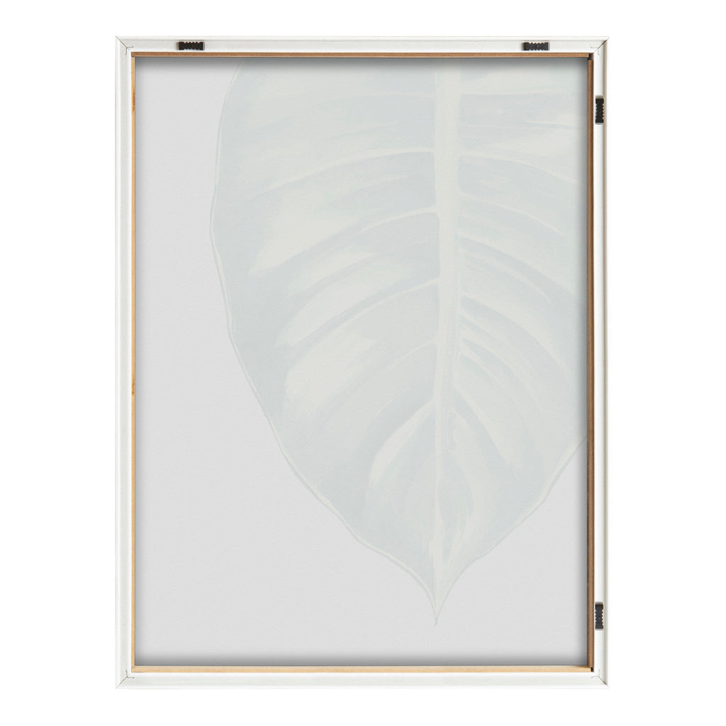Blake Large Leaf Greener Hue Neutral Framed Printed Glass by Emily Marie Watercolors