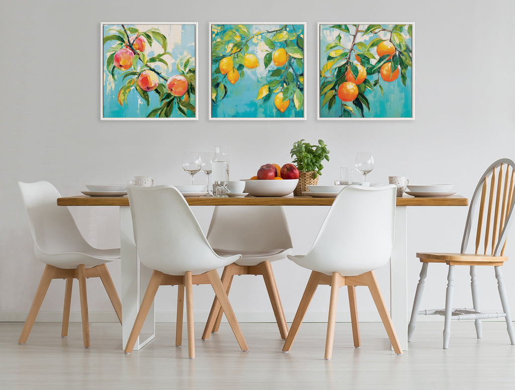 Sylvie Beaded Lemon Tree Framed Canvas by The Creative Bunch Studio