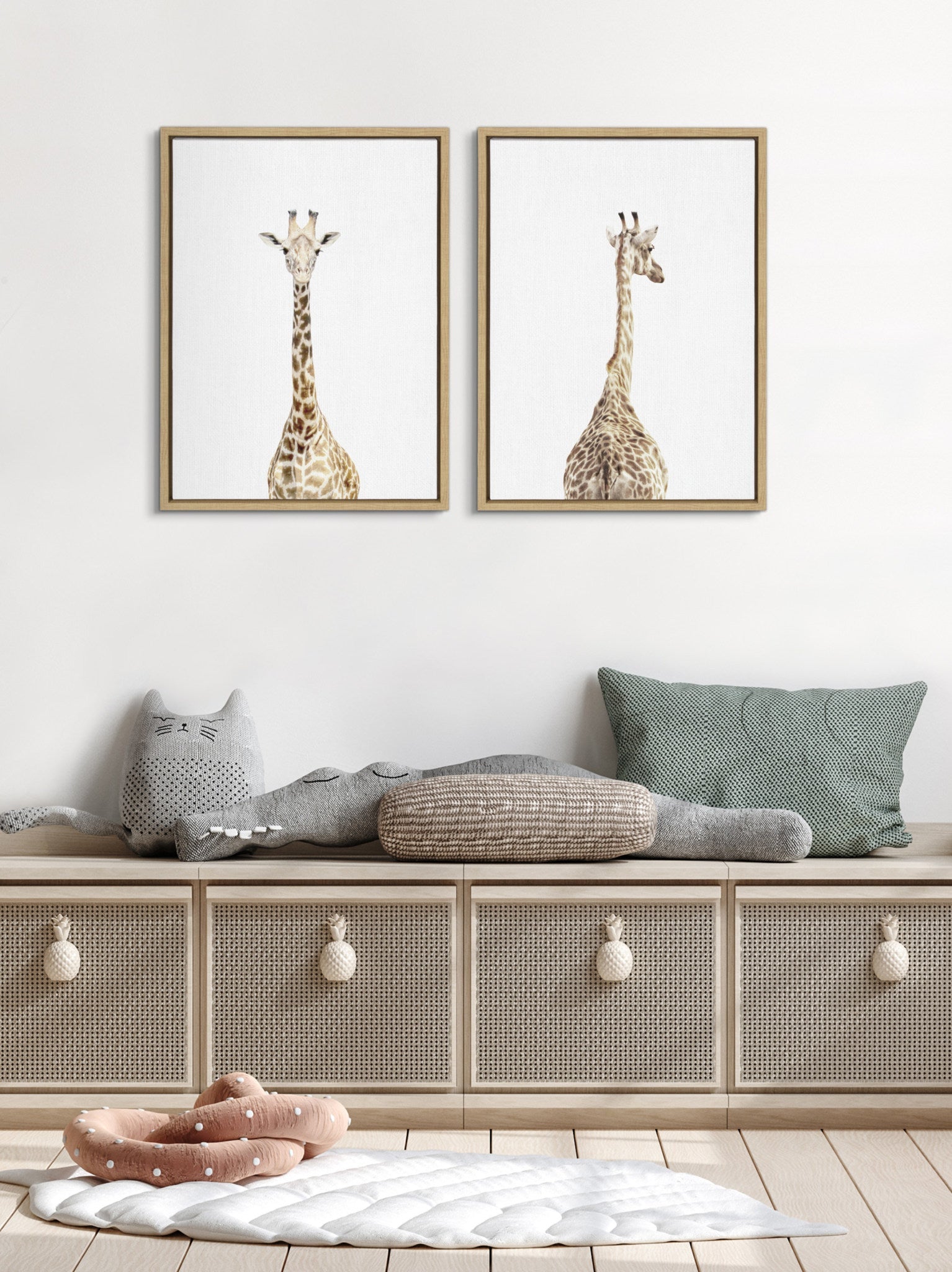 Sylvie Giraffe Front and Back Framed Canvas Set by Amy Peterson Art Studio