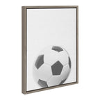 Sylvie Soccer Ball Portrait Framed Canvas, Gray 18x24