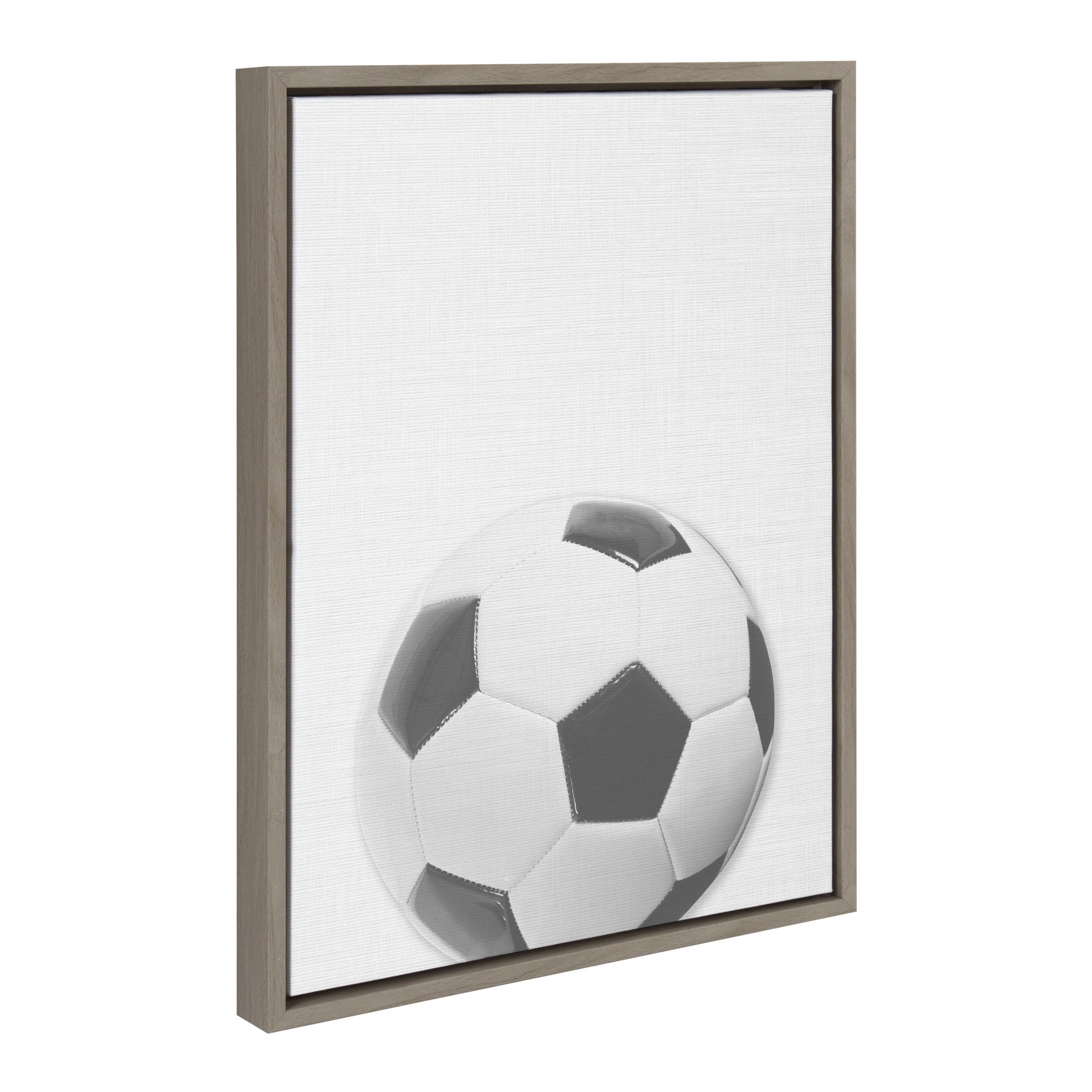 Sylvie Soccer Ball Portrait Framed Canvas, Gray 18x24