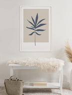 Sylvie Muted Tan and Blue Colorblock Botanical Leaf Framed Canvas by The Creative Bunch Studio