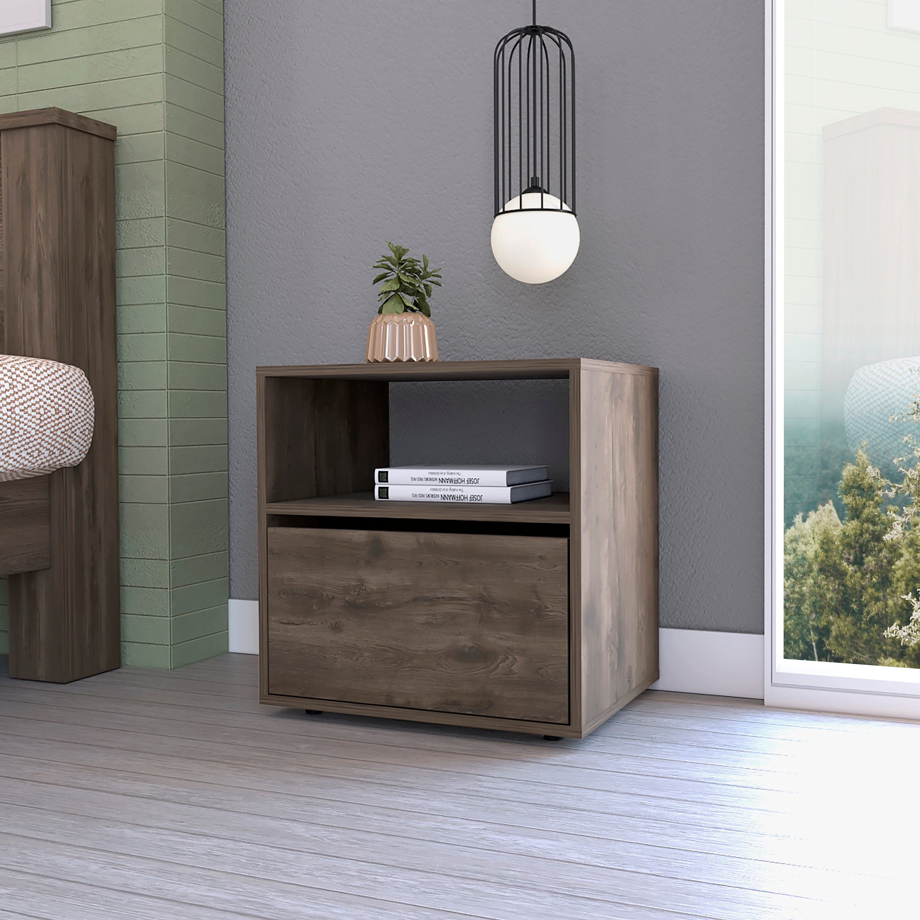Valencian Nightstand One Open Shelf One cabinet Superior Top(D0102H2R02W)