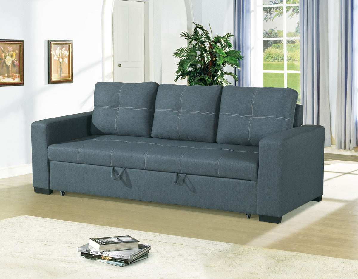 cONVERTIBLE SOFA in Black Faux Leather(D0102H5LNFJ)
