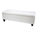 Warehouse of Tiffany Sharon White Button Tufted Faux Leather Storage Bench