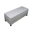 Many White Tuffed Storage Bench