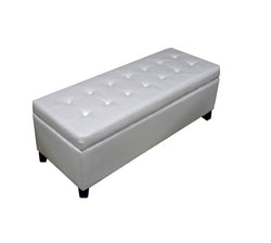 Many White Tuffed Storage Bench