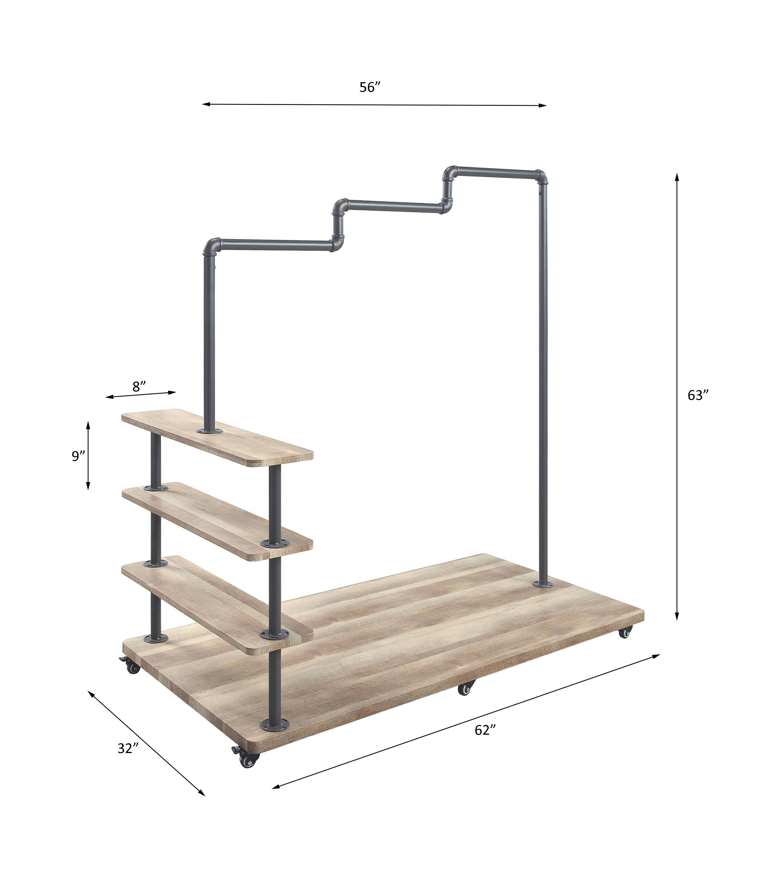 AcME Brantley Hanger Rack in Oak & Sandy gray Finish Ac00431(D0102H7cB22)