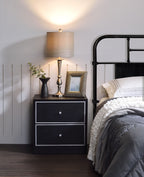 Acme Jabir 2-Drawer Wooden Accent Table in Black and Silver