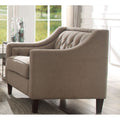 Acme Suzanne Fabric Tufted Sloped Arm Chair in Beige