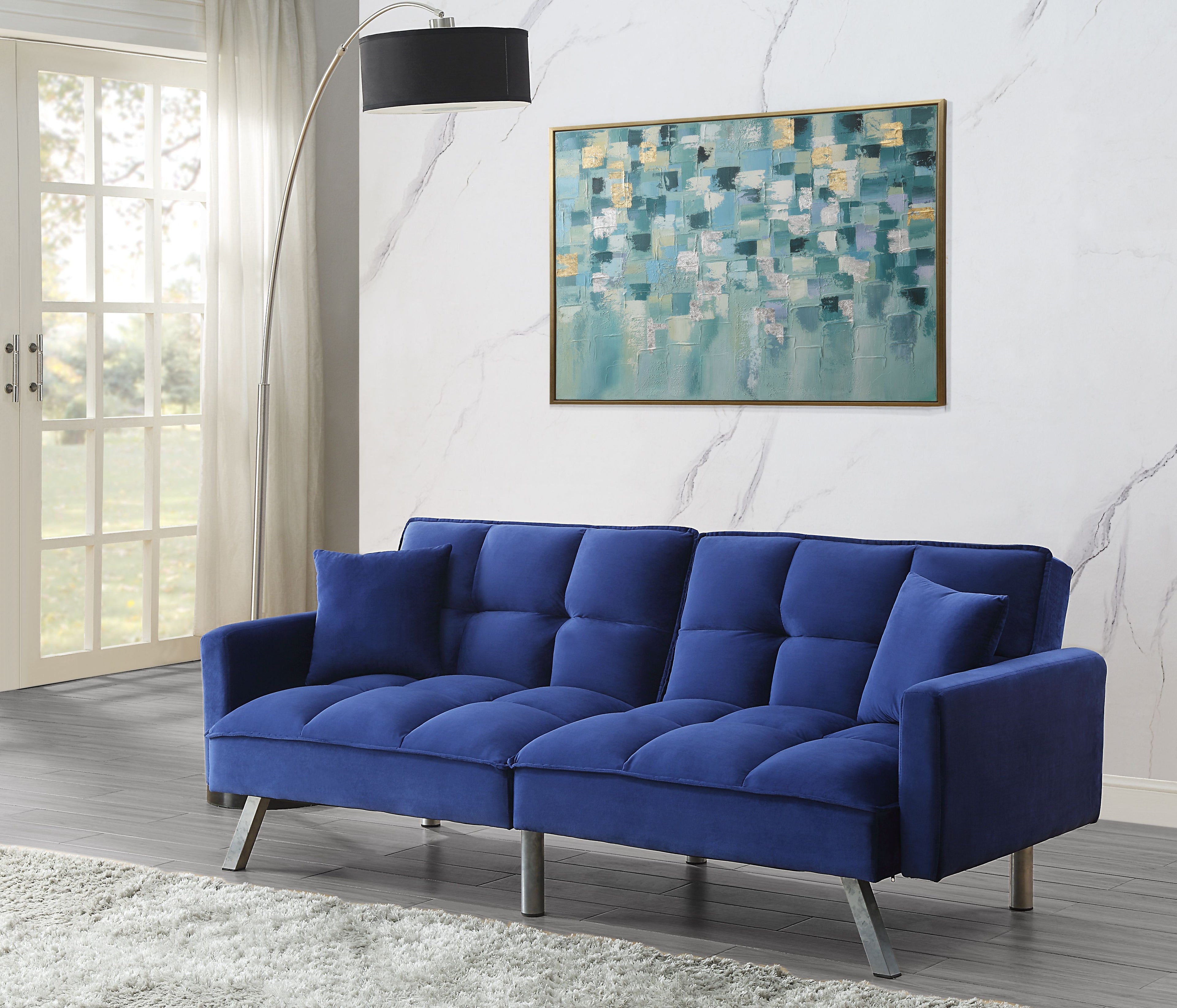 Mecene Adjustable Sofa in Blue Velvet 57305(D0102H7cgKX)