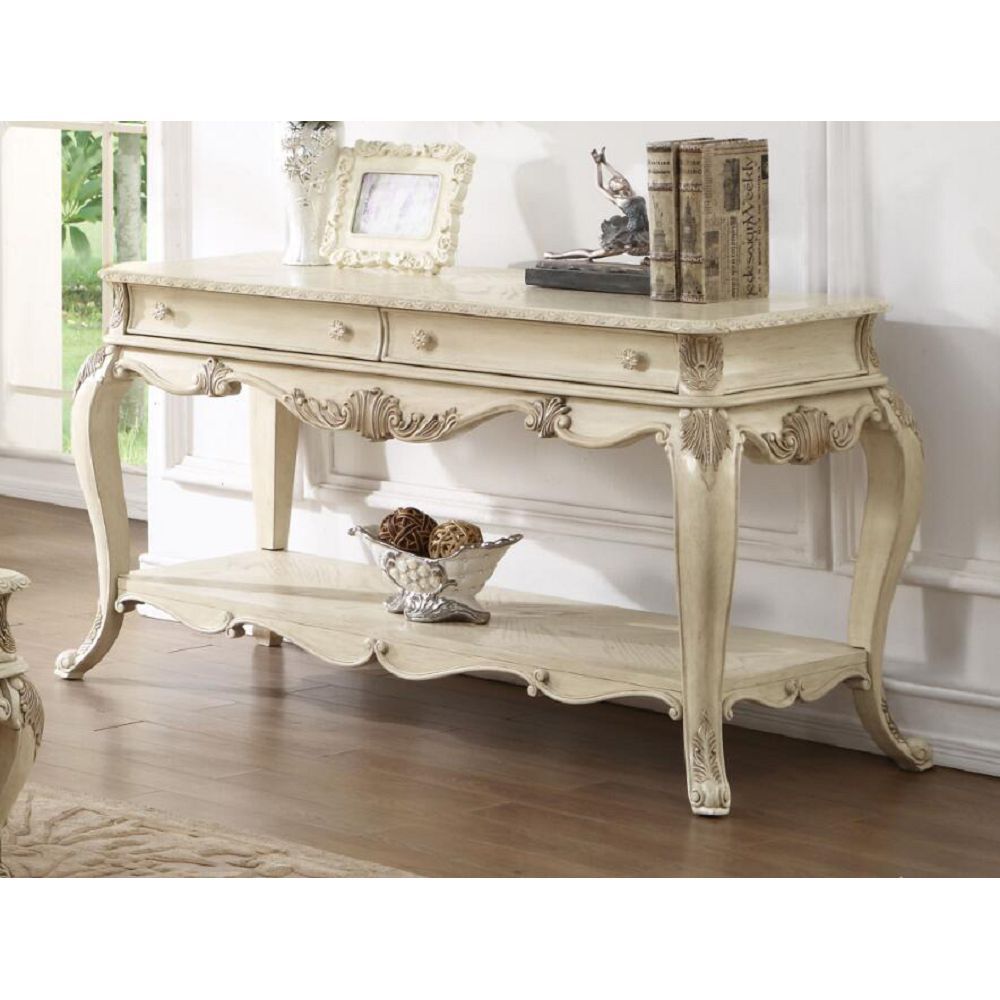 AcME Ragenardus Sofa Table in Antique White 86023(D0102H7cJ4T)
