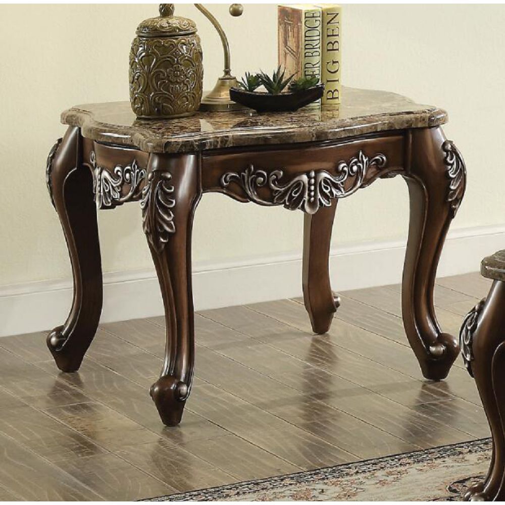 AcME Latisha End Table in Marble & Antique Oak 82147(D0102H7cJgX)
