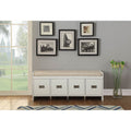 Berci Bench wStorage in Beige Fabric & White 96775(D0102H7cVD2)