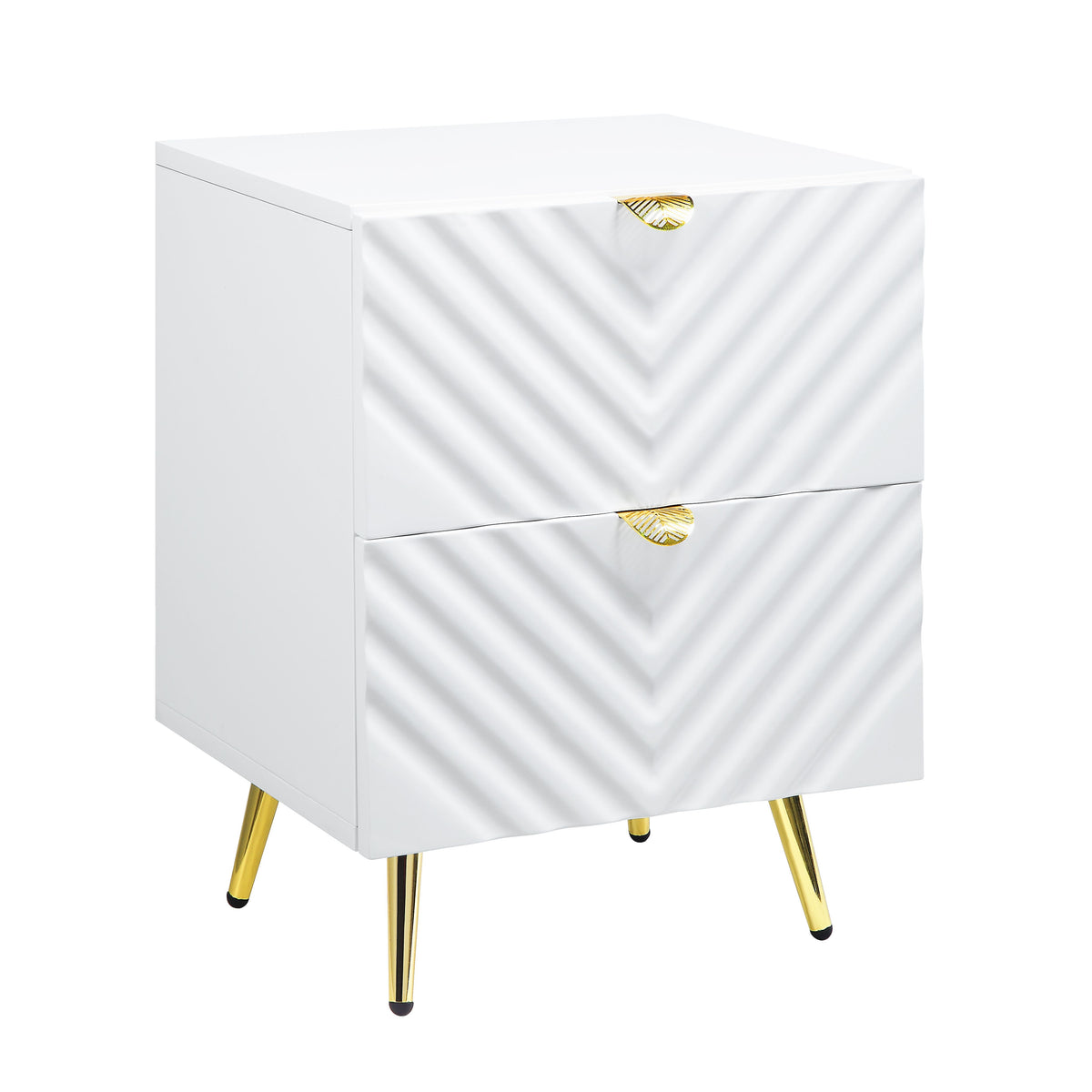 Gaines Nightstand White High Gloss Finish Bd01035(D0102H7Jpt8)
