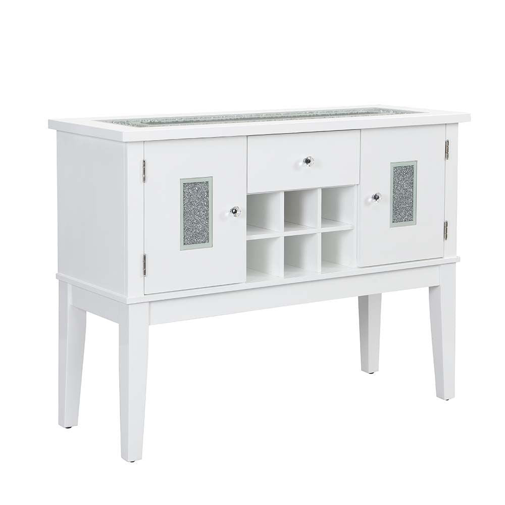 Acme Elizaveta Wooden Storage Server in Gray and White High Gloss