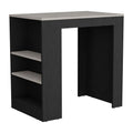 Harlan Kitchen Island, Counter Height Table Top with 3-Side Shelf