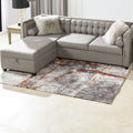 Quarry 5x6.5 Abstract Area Rug, Gray & Orange Polypropylene