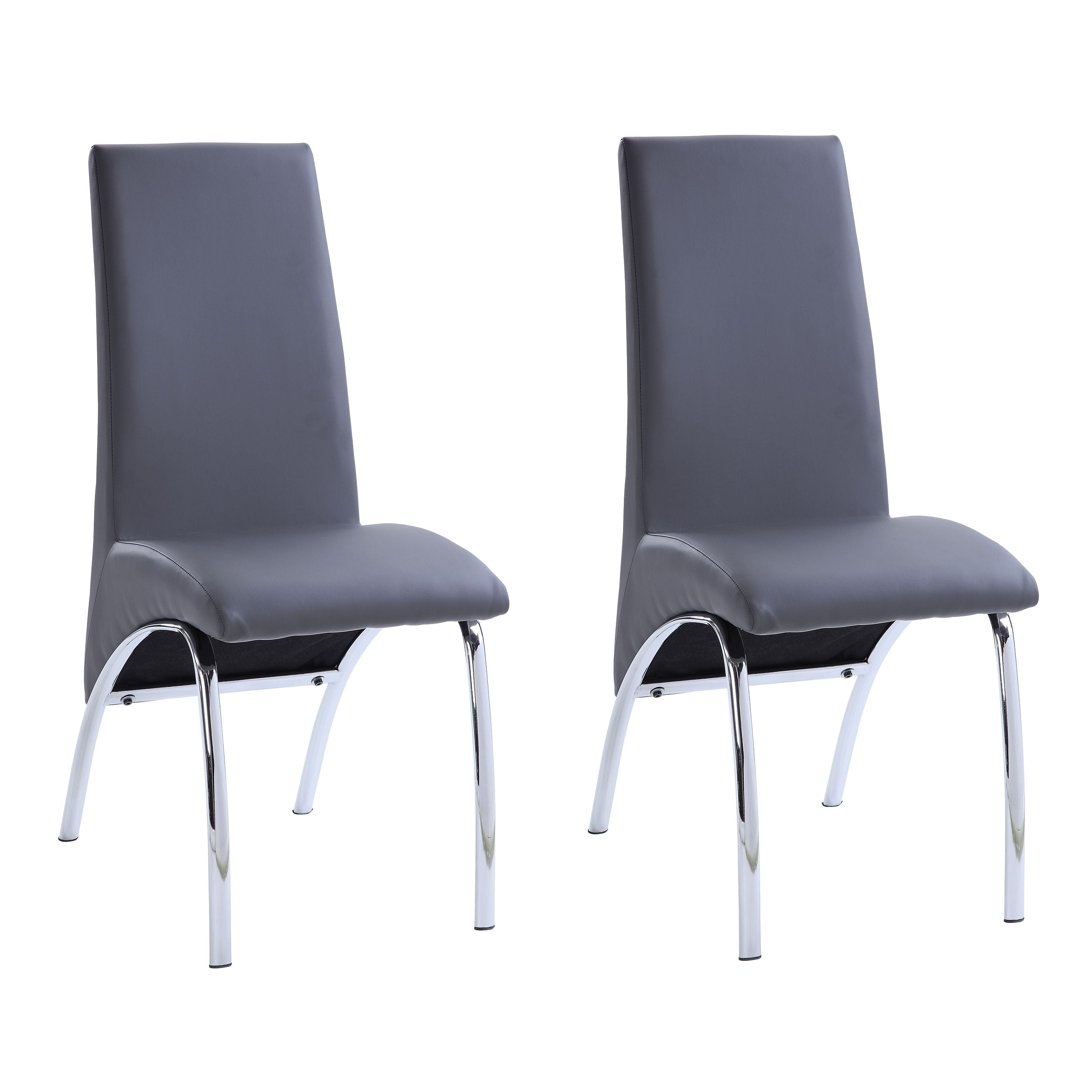 Grey and Chrome Solid Back Side Chairs (Set of 2)