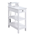 White 3-shelf Side Table with USB Charging Dock